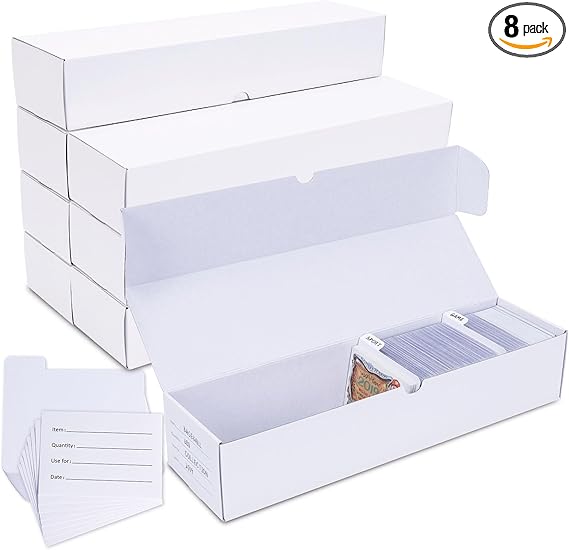 Trading-Card Storage Box, 8-Pack • 1000 Count Corrugated Cardboard Storage Box with dividers & labels for TCG/Magic/Mtg storage and Collection, 14.4 INCH Horizontal nirvanaguru