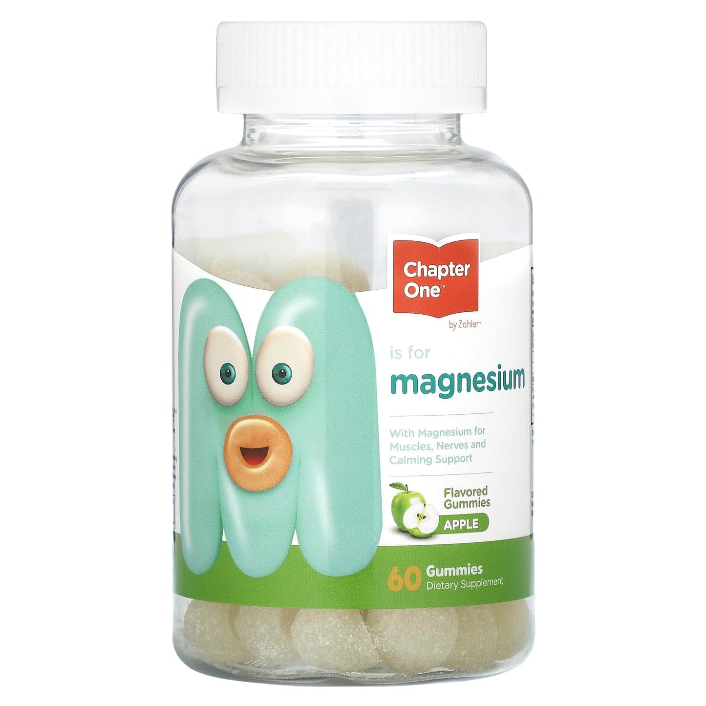 Chapter One Magnesium Gummies for Kids & Adults - Natural Calm Gummies - Calm Magnesium Citrate - Bone and Muscle Function Supplements for Kids & Adults - Mood Support, Kosher Apple Flavor (60) - Nirvana Guru