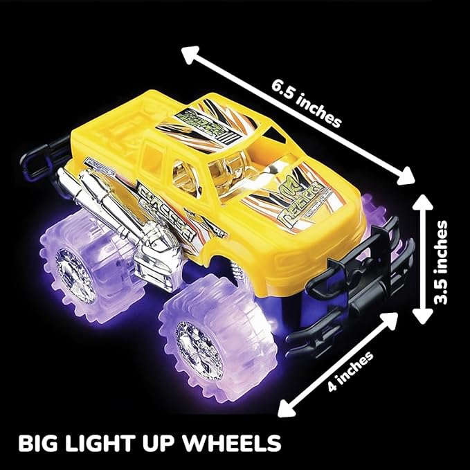 Light-Up Monster Truck Toys (2-Pack) – Push-&-Go Cars with Glowing Wheels – Birthday Gift for Toddlers, Boys & Girls Ages 3+ – Durable Friction-Powered Trucks – Batteries Included nirvanaguru