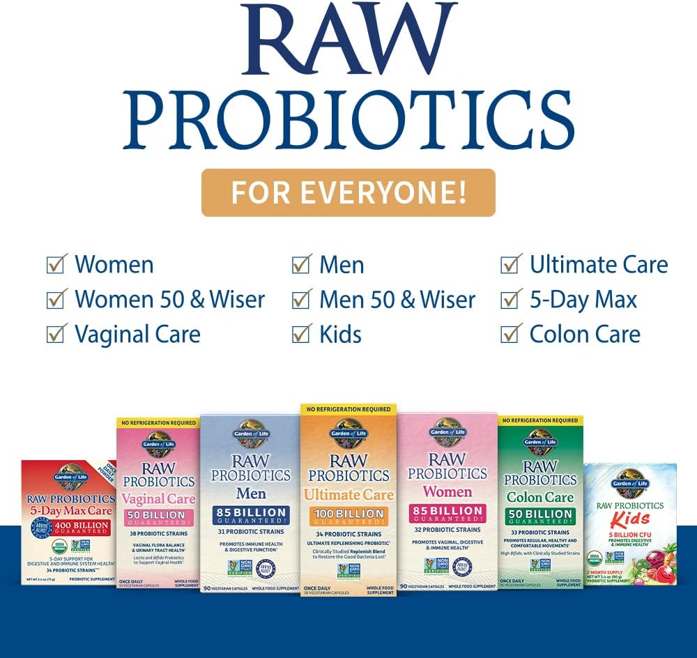 Garden of Life RAW Probiotics Vaginal Care Shelf Stable - 50 Billion CFU Guaranteed Through Expiration, Acidophilus - Once Daily - Certified Gluten Free - No Refrigeration - 30 Vegetarian Capsules - Nirvana Guru