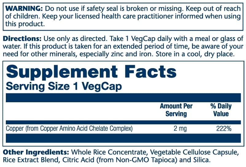 Solaray Copper 2 mg | Healthy Red Blood Cell Formation, Immune and Nerve Function Support | Non-GMO | 100ct Nirvana Guru