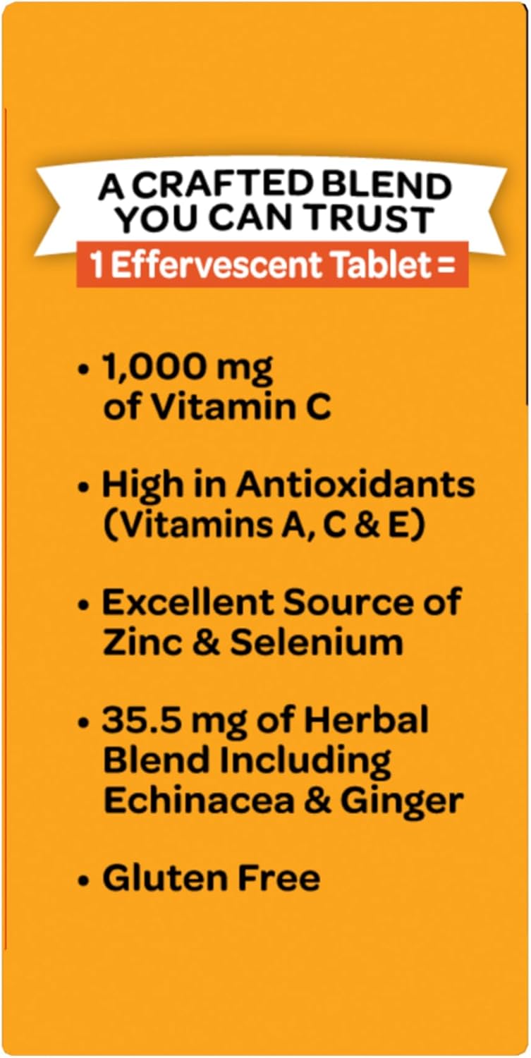 Airborne 1000mg Vitamin C + Zinc Sugar Free Multivitamin Immune Support Effervescent Fizzy Drink Tablets, Zesty Orange Flavor with Powerful Antioxidants Vitamins A C & E, 30 Tablets (3 Pack) Nirvana Guru