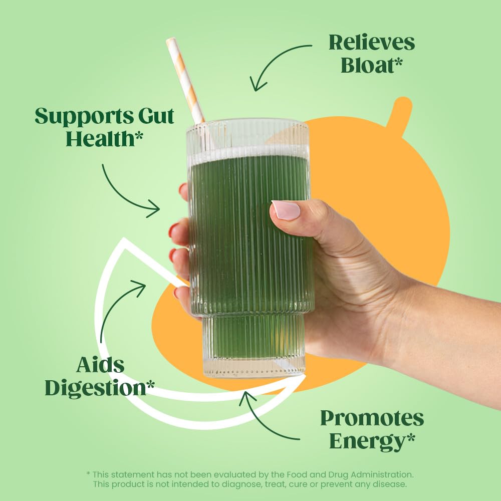 Bloom Nutrition Greens and Superfoods Powder for Digestive Health, Greens Powder, Digestive Enzymes, Probiotics, Spirulina, Chlorella for Bloating & Gut Support, Green Juice, 30 SVG, Strawberry Kiwi