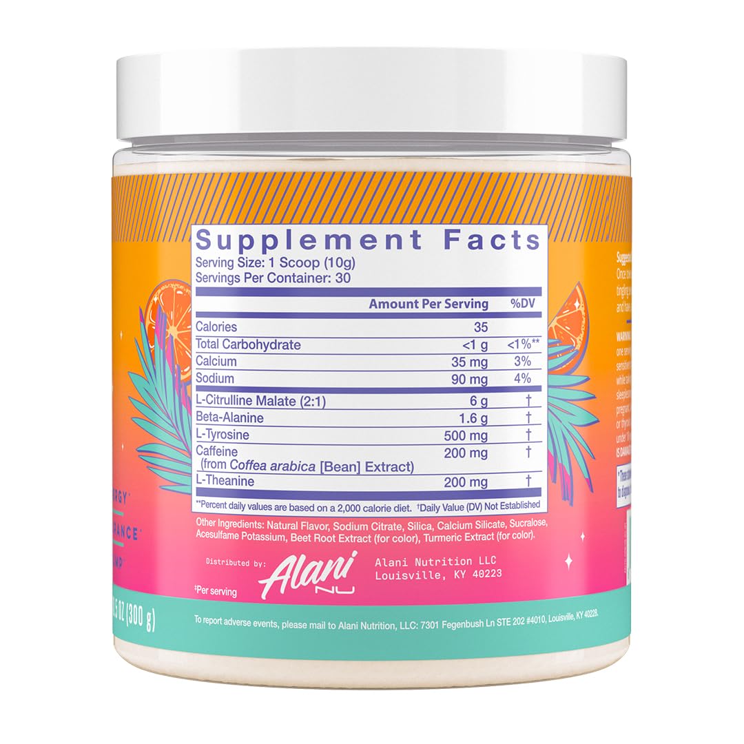 Alani Nu Pre Workout Powder Hawaiian Shaved ICE, Amino Energy Boost, Endurance Supplement, Sugar Free, 200mg Caffeine, L-Theanine, Beta-Alanine, L-Citrulline, 30 Servings Nirvana Guru