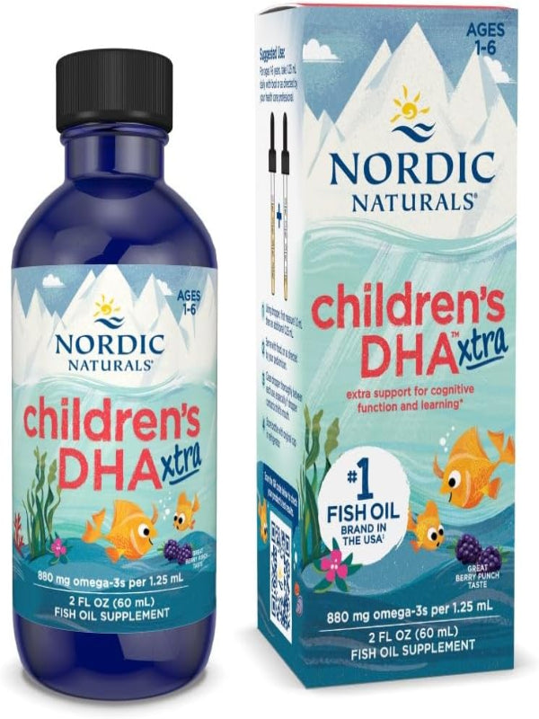 Nordic Naturals Children’s DHA Xtra, Berry Punch - 2 oz for Kids - 880 mg Total Omega-3s with EPA & DHA - Cognitive & Immune Function, Learning, Social Development - Non-GMO - 48 Servings - Nirvana Guru