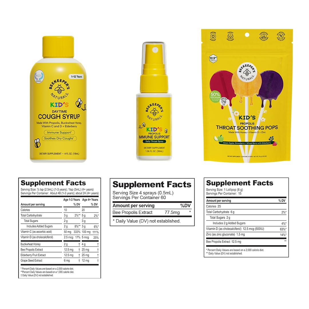 Kids Throat Soothing Lollipops by Beekeeper's Naturals - Doctor Formulated Immune Support, Vitamin D & Honey, Under 2g Sugar, Clean Ingredients,15 ct Nirvana Guru