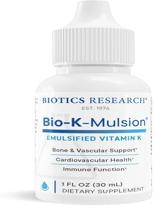 Biotics Research Bio K Mulsion Liquid Vitamin K Drops - 500 mcg/S - Vitamin K1 phytonadione for Adults - VIT K Supplement - Strong Bones, Heart Health, Blood Clotting Support, 1 fl oz Nirvana Guru