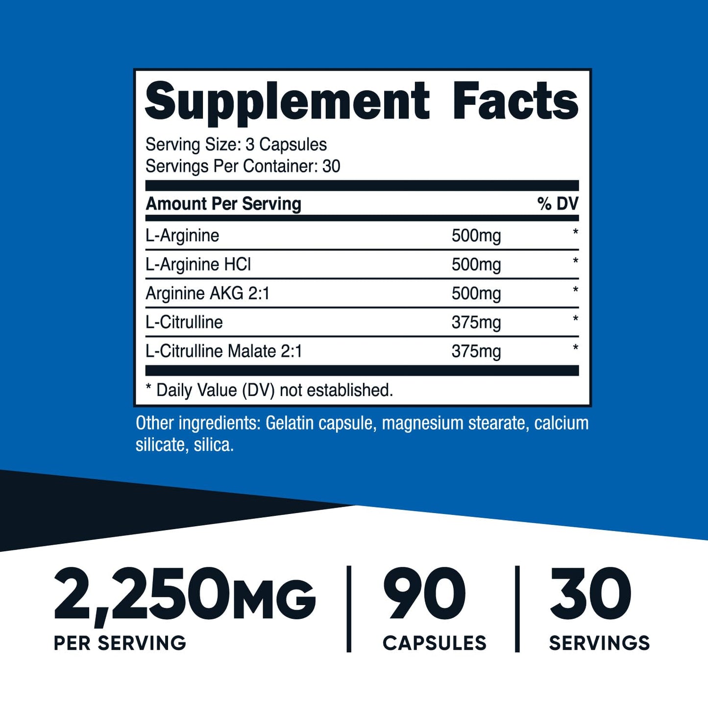 Nutricost Nitric Oxide Booster 2250mg, 180 Capsules - 750mg Per Casule, 60 Servings - Gluten Free and Non-GMO