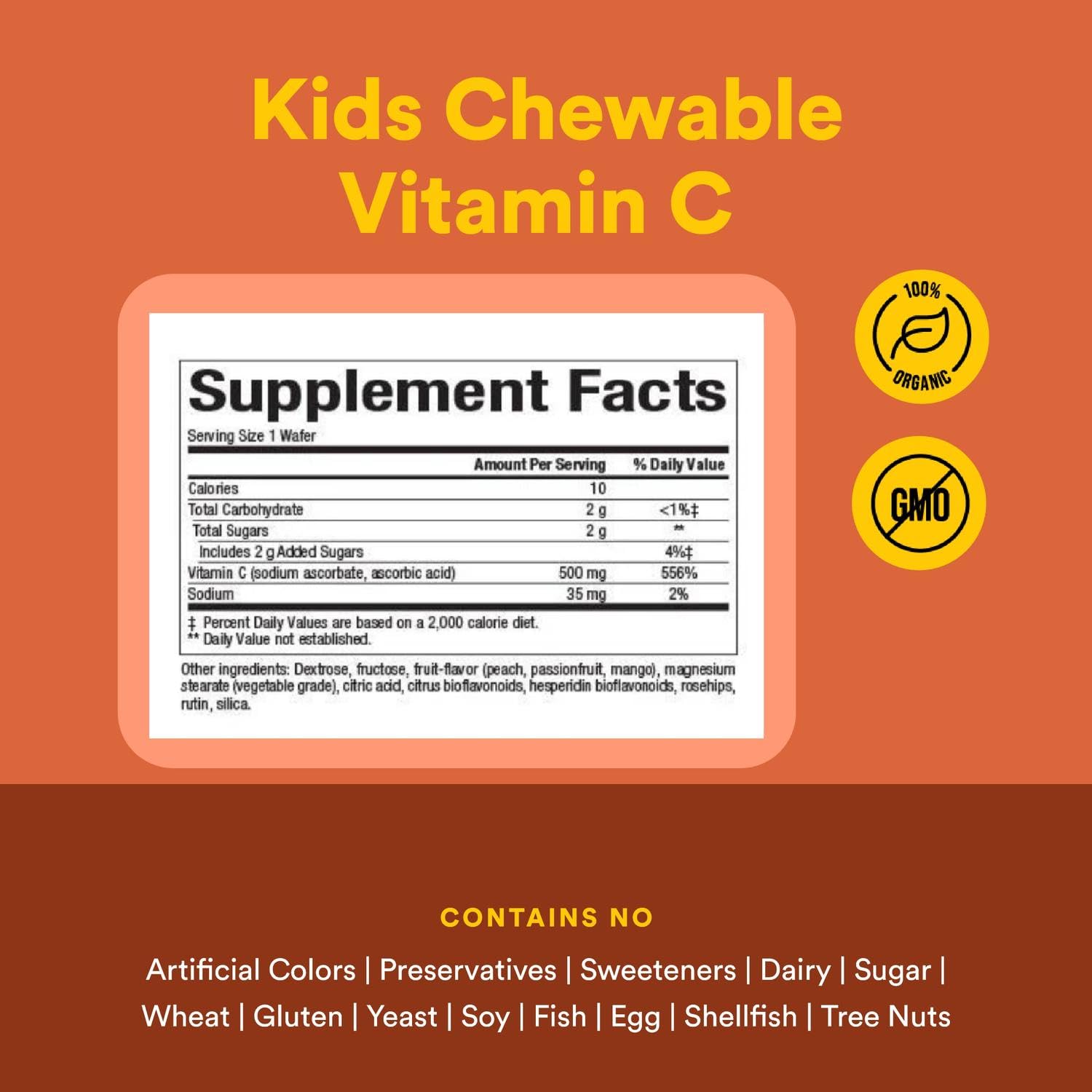 Natural Factors, Kids Chewable Vitamin C 500 mg, Supports Immune Health, Bones, Teeth and Gums, Tangy Orange, 180 Count (Pack of 1) - Nirvana Guru