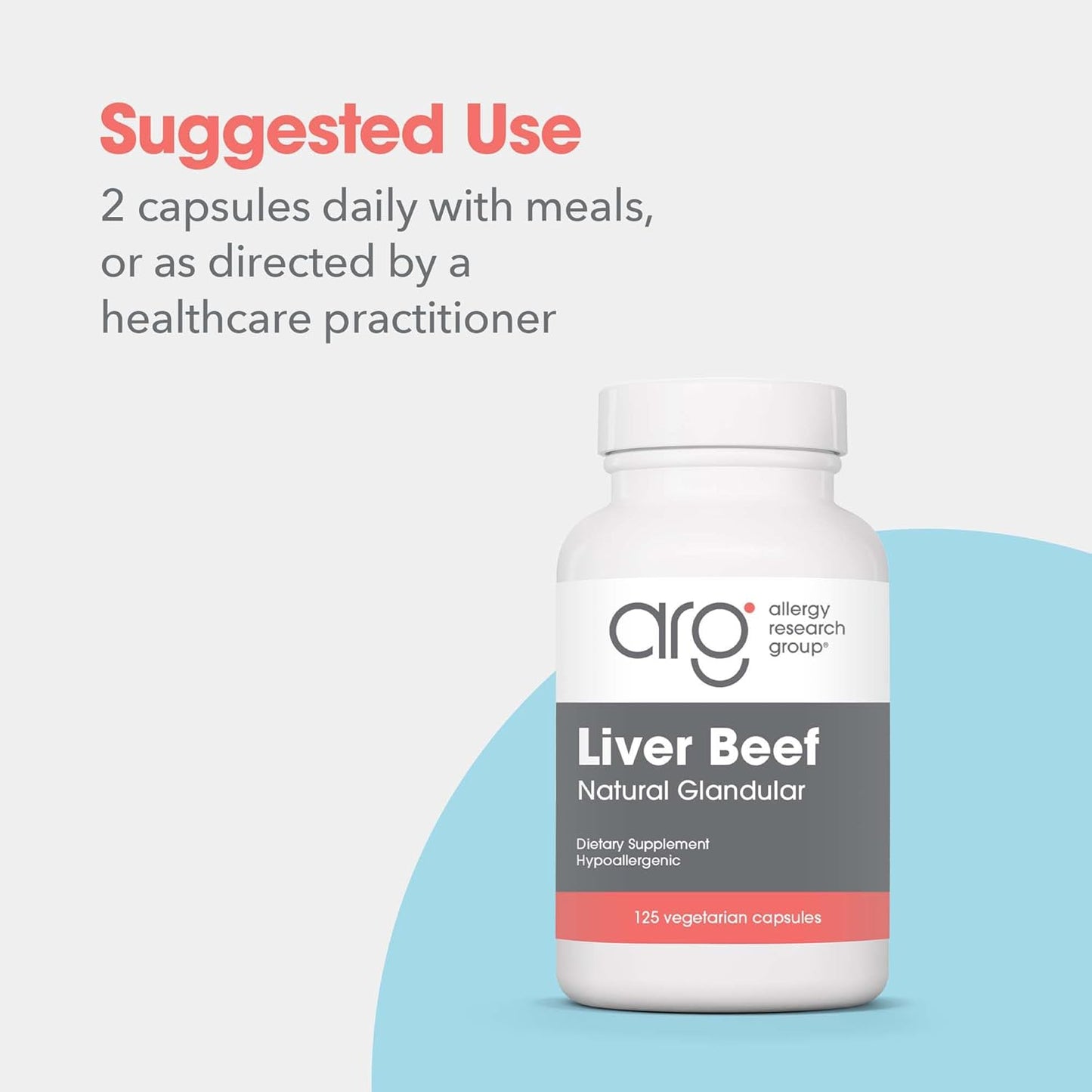 Allergy Research Group Beef Liver Supplement - Liver Function Support, Grass-fed Beef Liver Capsules 1000mg, Glandular Beef Liver Vitamins - 125 Count Nirvana Guru