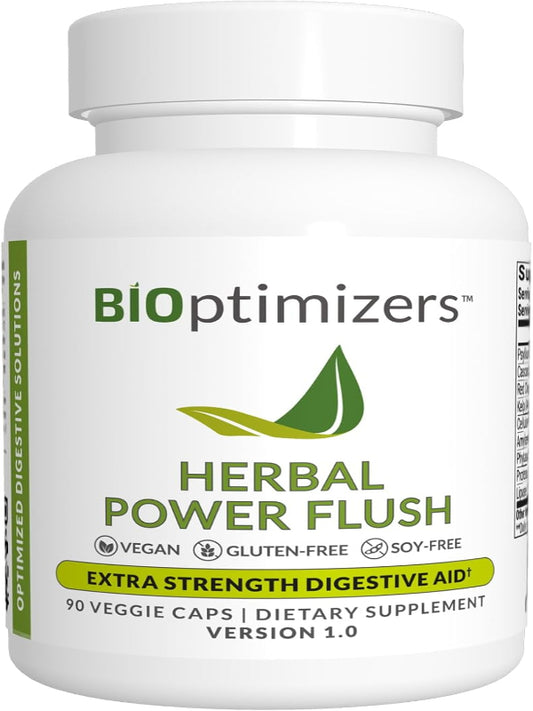 BIOptimizers Herbal Power Flush - Extra Strength Digestive Cleanse - Eliminate Toxins Improve Bowel Digestion - Bloating Discomfort Relief for Adults - 90 Capsules Nirvana Guru