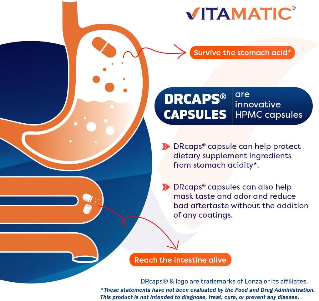 Vitamatic Lactobacillus Reuteri Complex – 22 Billion CFU per Delayed Release Capsule – 60 Capsules – Digestive & Gut Health Support – with Prebiotic Inulin Fiber - Nirvana Guru