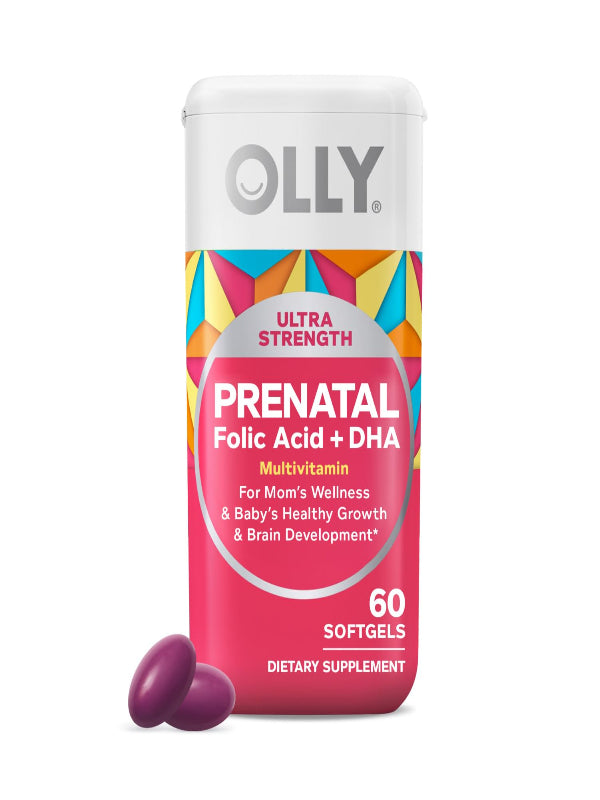 OLLY Ultra Strength Prenatal Multivitamin Softgels, Supports Healthy Growth, Brain Development, Iron, Folic Acid, DHA, Vitamins C, E, 30 Day Supply-60 Count Nirvana Guru