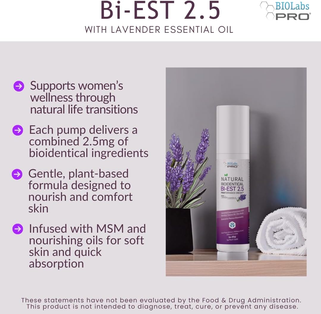 BioLabs PRO Natural Bioidentical 2.5 Estro Cream, Combo For Women Two-Month Supply (Lavender-3oz) Nirvana Guru