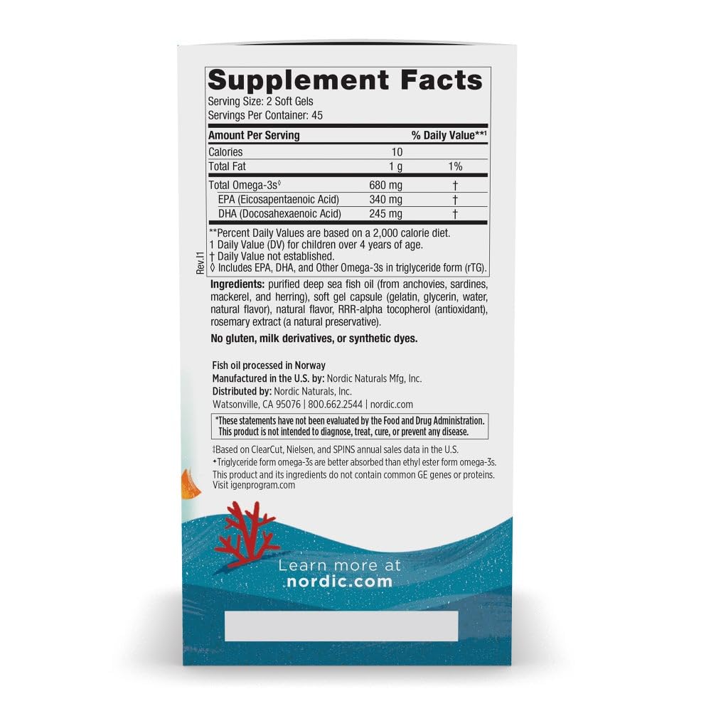 Nordic Naturals Ultimate Omega Jr., Strawberry - 120 Mini Soft Gels - 680 Total Omega-3s with EPA & DHA - Brain Health, Mood, Learning - Non-GMO - 60 Servings - Nirvana Guru