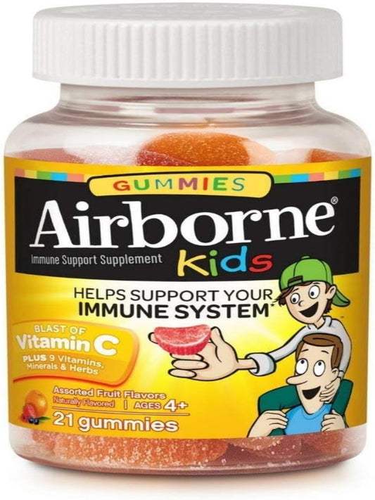 Airborne Kids Assorted Fruit Flavored Gummies, 21 Count - 500mg of Vitamin C and Minerals & Herbs Immune Support (Packaging May Vary) (Pack of 6)6 Nirvana Guru