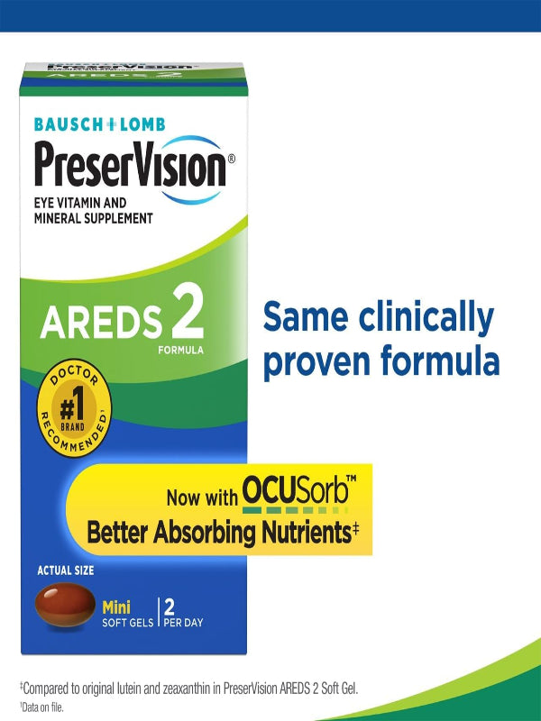 PreserVision AREDS 2 Eye Vitamins, #1 Eye Doctor Recommended Brand, Lutein and Zeaxanthin Supplement with Vitamin C, Vitamin E,Zinc, and Copper, 130 Softgels (Minigels) Nirvana Guru