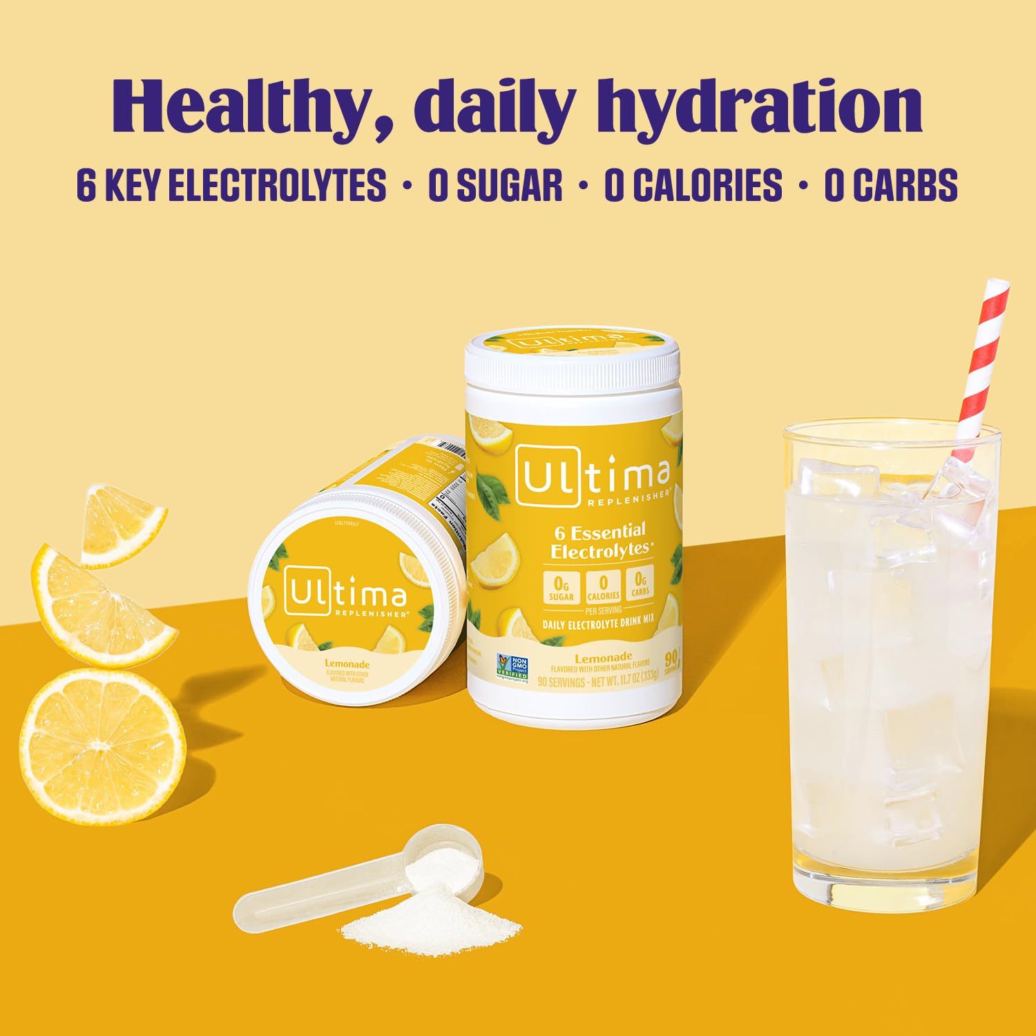 Ultima Replenisher Daily Electrolyte Powder Drink Mix – Sugar Free – Lemonade, 90 Servings – Hydration Powder with 6 Key Electrolytes and Trace Minerals – Keto Friendly, Vegan, Non-GMO - Nirvana Guru