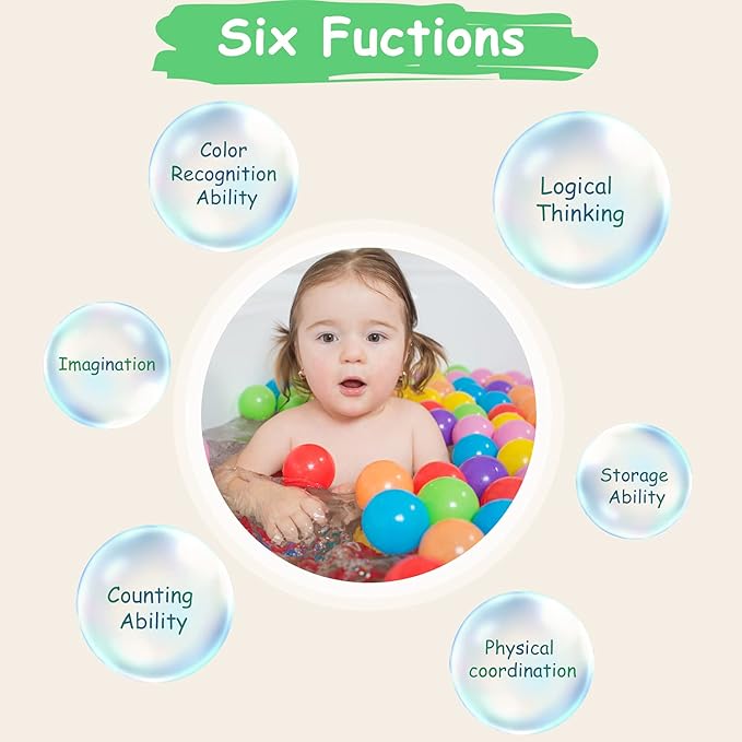 Vanland Ball Pit Balls for Baby and Toddler Phthalate Free BPA Free Crush Proof Plastic - Multicolored Pit Balls in Reusable Play Toys for Kids with Storage Bag nirvanaguru