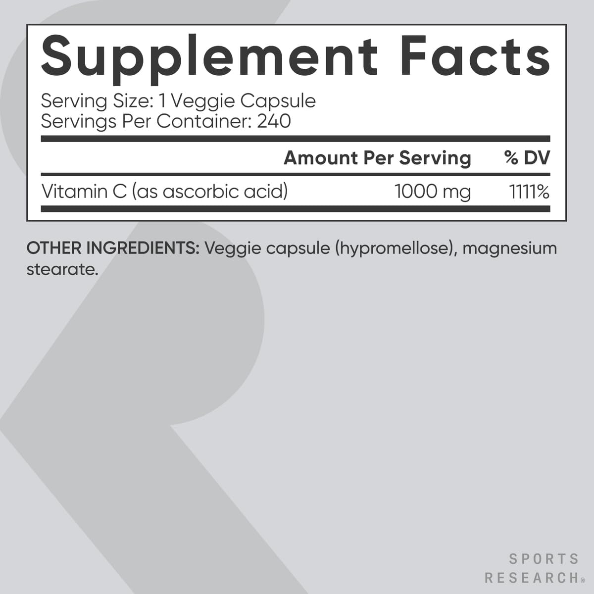 Sports Research Vitamin C 1000mg - Non-GMO Project Verified Ascorbic Acid Vitamin C Supplement for Immune Support & Antioxidant Protection | Vegan Friendly, 8 Month Supply (240 Count) - Nirvana Guru