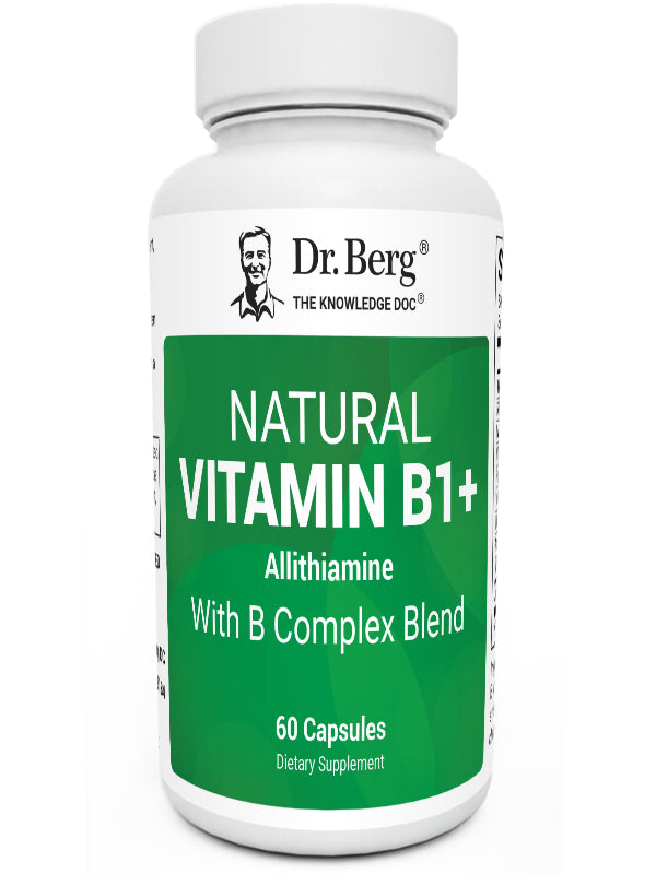 Dr. Berg Natural Vitamin B1 B6 B12 Complex - Allithiamine Vitamin B1 Supplement with 8 Essential Vitamin B Complex for Men & Women Including Thiamin, Niacin, Folate, Magnesium & More - 60 Capsules - Nirvana Guru