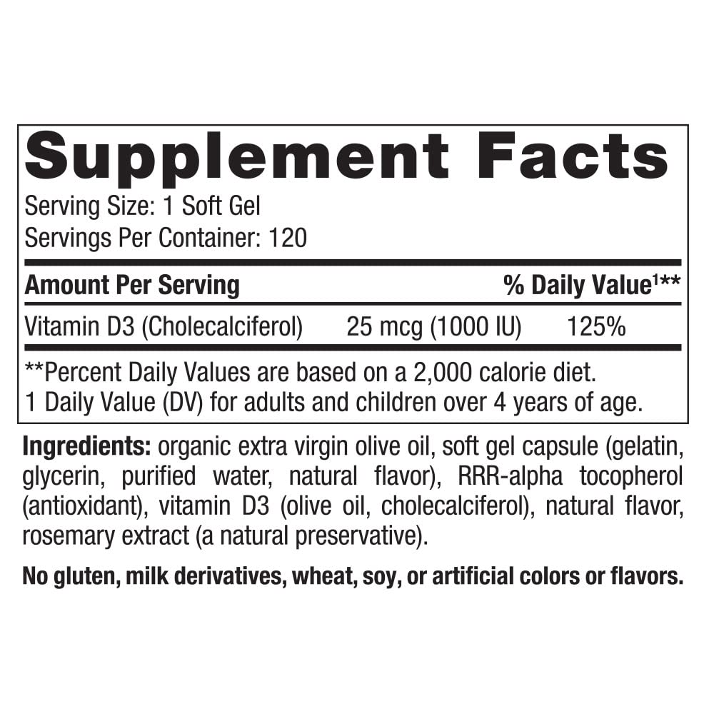 Nordic Naturals Vitamin D3 5000, Orange - 120 Mini Soft Gels - 5000 IU Vitamin D3 - Supports Healthy Bones, Mood & Immune System Function - Non-GMO - 120 Servings - Nirvana Guru