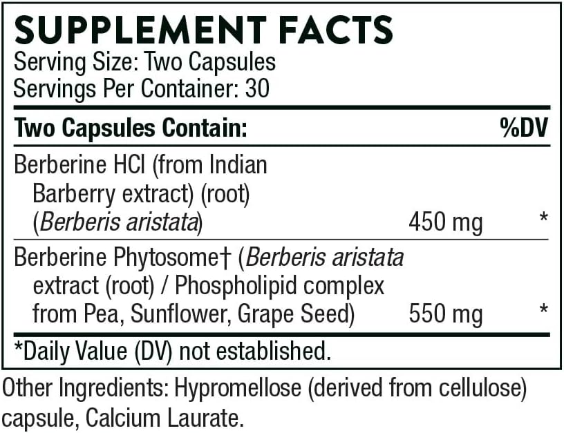 THORNE Berberine - Dual Action Formula with Phytosome Plus Botanical Extract - Support Heart Health, Immune System, Healthy GI, Cholesterol* - Gluten-Free, Dairy-Free - 60 Capsules - 30 Servings - Nirvana Guru