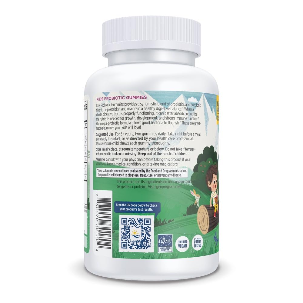 Nordic Naturals Kids Nordic Flora Probiotic Gummies, Merry Berry Punch - 60 Gummies - 1.5 Billion CFU & Prebiotic Fiber - Non-GMO, Vegan - 30 Servings - Nirvana Guru