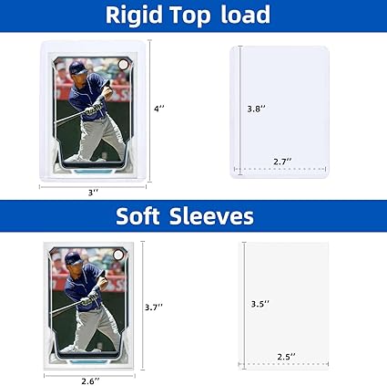 400 Card Sleeves Top Loaders for Cards, Arjiekwei 3"X4" Baseball Cards Protectors Hard Plastic, Premium Toploaders Holder for Trading Sports Football Game Card(200 Top Loaders + 200 Penny Sleeves) nirvanaguru