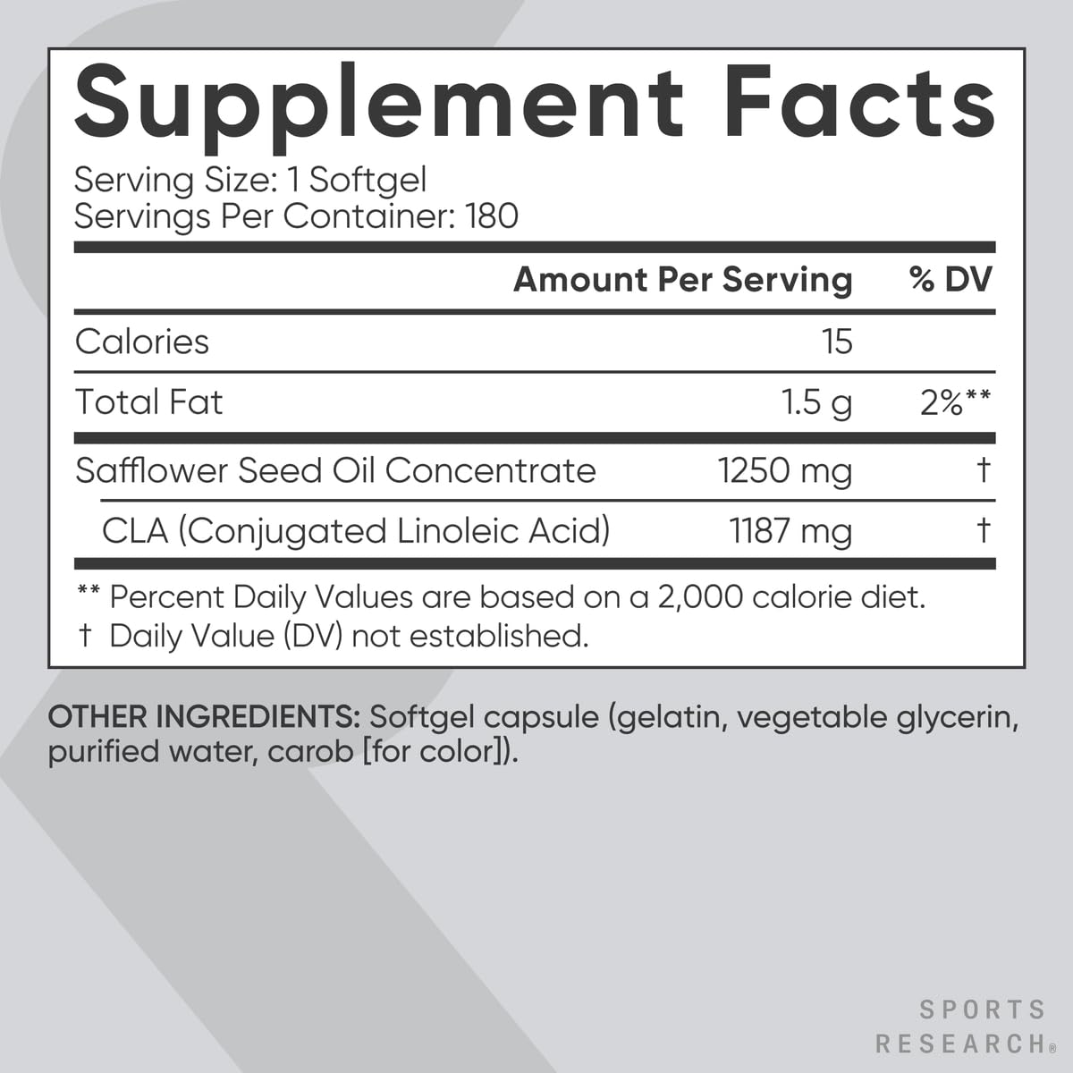 Sports Research CLA - 1250mg with Active Conjugated Linoleic Acid for Men and Women | Non-GMO, Soy & Gluten Free - 95% (180 Softgels)… - Nirvana Guru