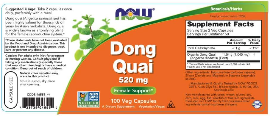 Dong Quai 520mg 100 Capsules (Pack of 2) - Nirvana Guru
