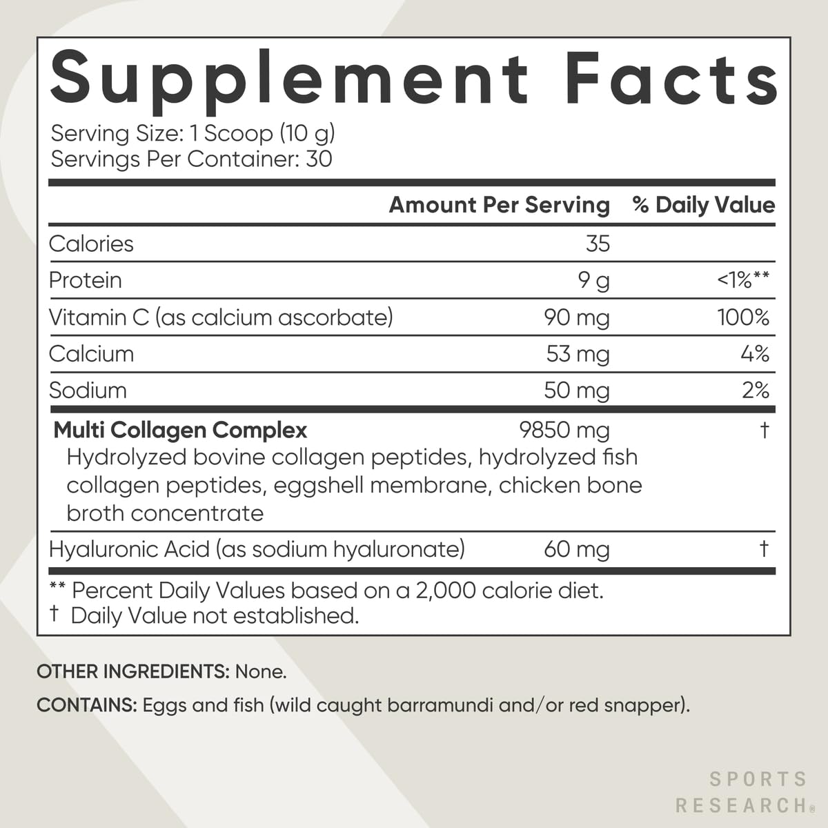 Sports Research Multi Collagen Protein Powder (Type I, II, III, V, X) with Hyaluronic Acid + Vitamin C | 5 Types of Food Based Collagen, 30 Servings (Unflavored) - Nirvana Guru
