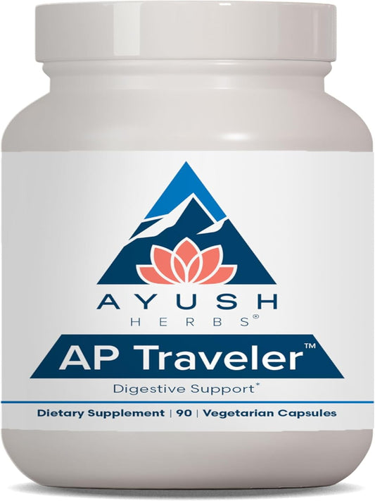 Ayush Herbs AP Traveler Digestive Support - Holy Basil & Neem Supplement for Women & Men, Source of Antioxidants, Helps Digestion, Made with Organic Ingredients - 90 Vegetarian Capsules (1 Count) Nirvana Guru