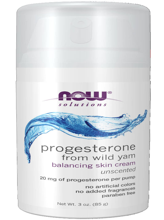 NOW Solutions, Natural Progesterone, Balancing Skin Cream, 20 mg of Natural Progesterone Per Pump, Unscented, 3-Ounce - Nirvana Guru