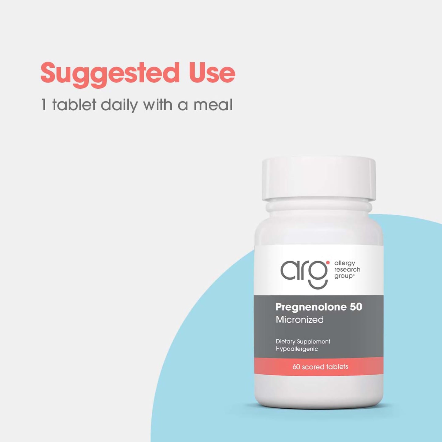 Allergy Research Group Pregnenolone Supplement - Progesterone Supplements 50mg, Hormone & Stress Support, Made from Non-GMO Wild Yam, Micronized Lipid Matrix, Plant-Sourced, Scored Tablets - 60 Count Nirvana Guru