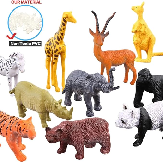 Animals Figure,54 Piece Mini Jungle Toys Set,ValeforToy Realistic Wild Vinyl Plastic Animal Learning Party Favors for Boys Girls Kids Toddlers Forest Small Playset Cupcake Topper nirvanaguru