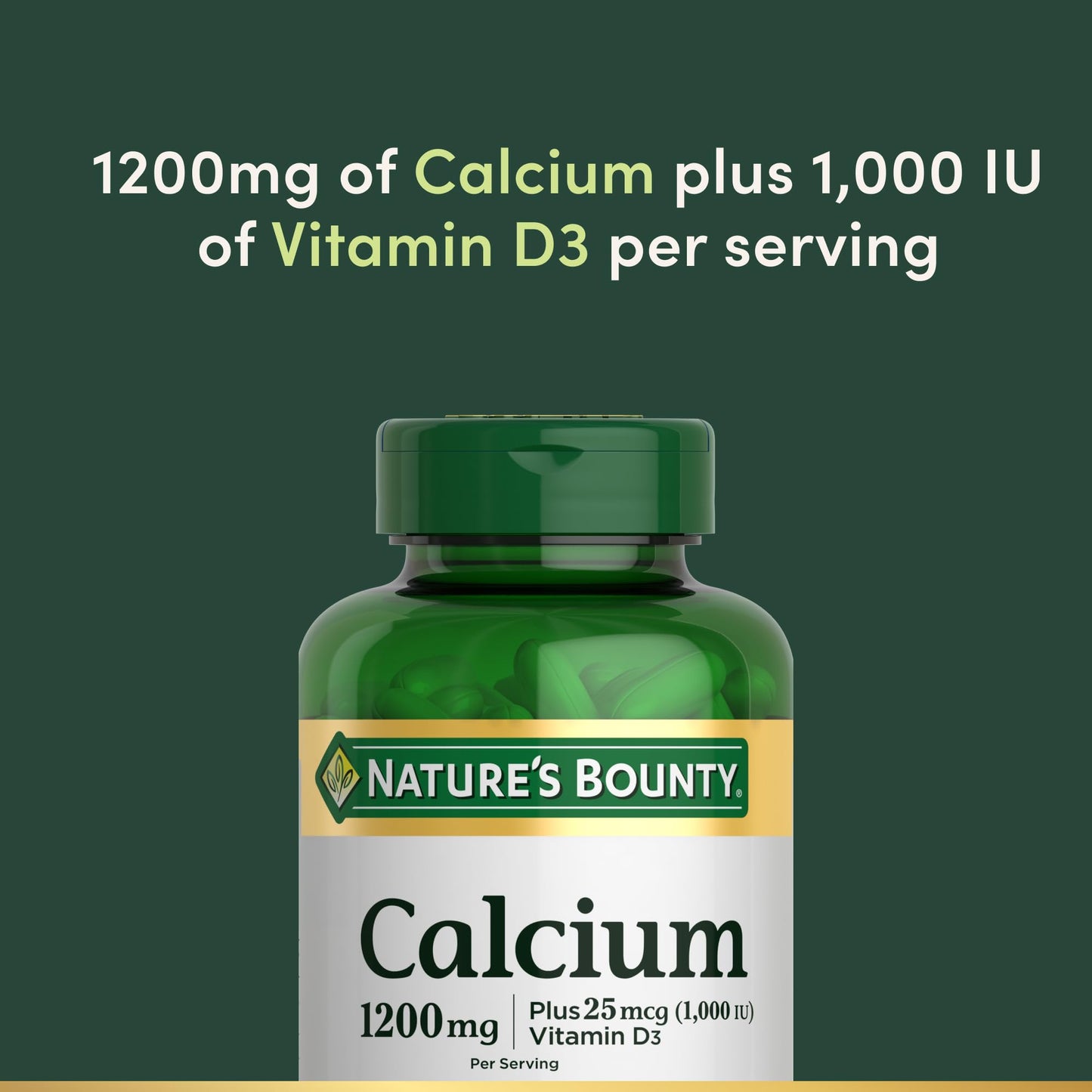 Nature's Bounty Calcium 1200 mg with Vitamin D3 - Bone Health Softgels, Calcium and Vitamin D Supplement, 120 ct (Pack of 1)