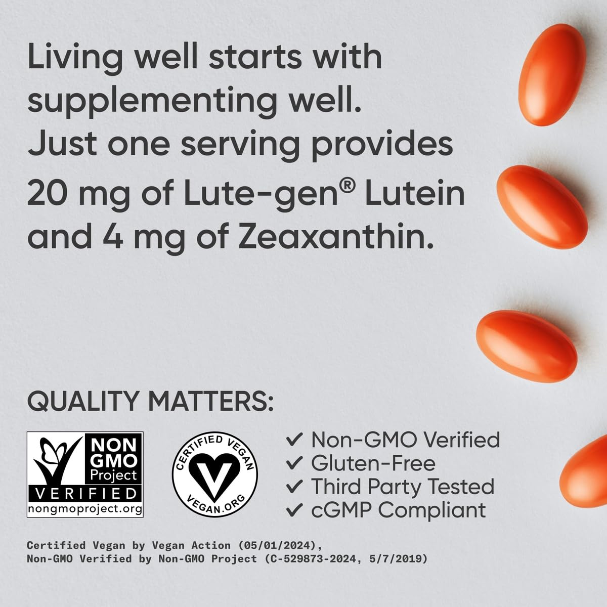 Sports Research Vegan Lutein + Zeaxanthin (20mg) with Organic Coconut Oil for Better Absorption - Supports Vision & Eye Health - Vegan Certified & Non-GMO Verified (120 Softgels) - Nirvana Guru
