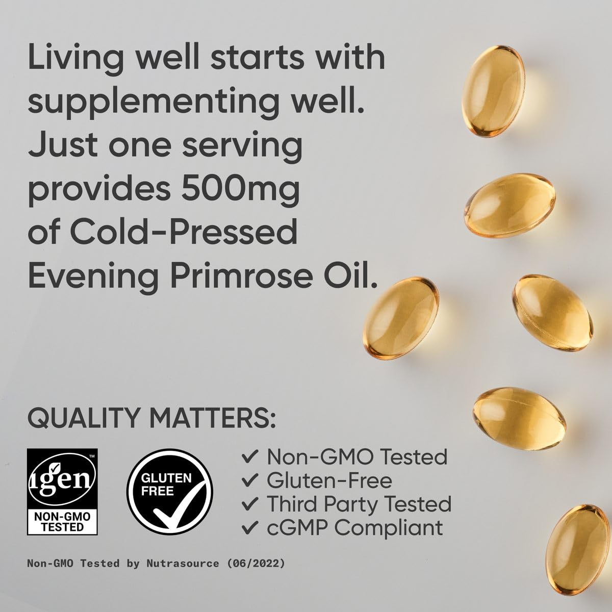 Sports Research Evening Primrose Oil (1300mg) Cold-Pressed with No fillers or Artificial Ingredients, Non-GMO Tested - Gluten and Soy Free (120 Liquid Softgels) - Nirvana Guru