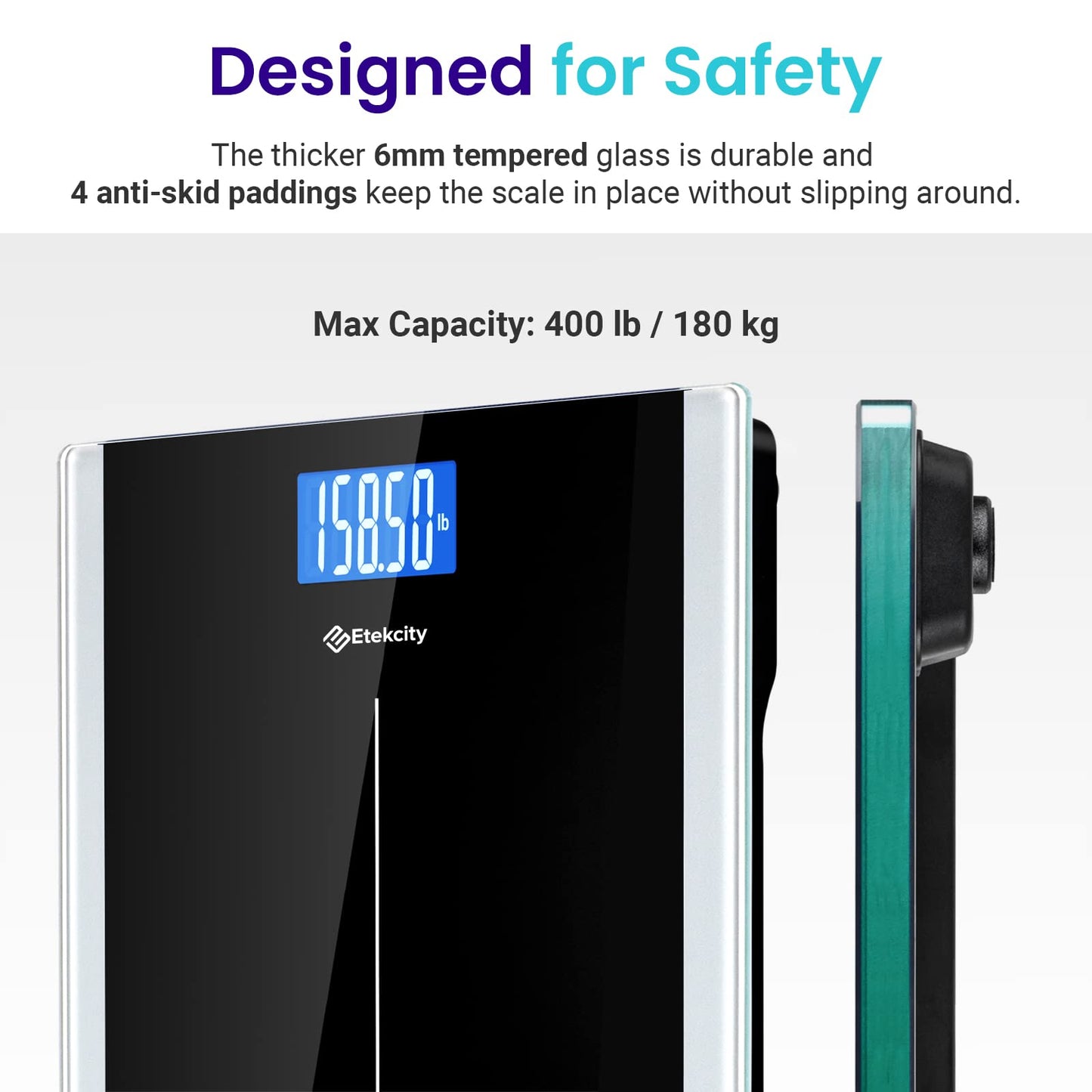 Etekcity Digital Body Weight Bathroom Scale, Large Blue LCD Backlight Display, High Precision Measurements,6mm Tempered Glass, 400 Pounds Nirvana Guru