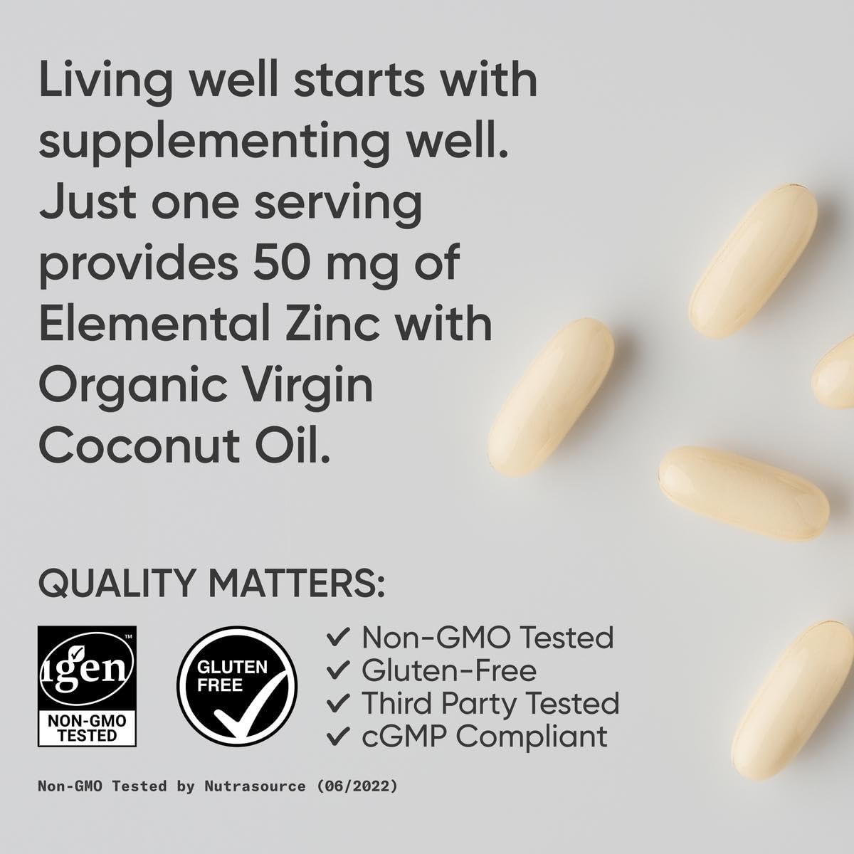 Sports Research Zinc Picolinate 50mg with Organic Coconut Oil | Highly Absorbable Zinc Supplement for Healthy Immune Function - Non-GMO Verified, Gluten & Soy Free (60 Liquid Softgels) - Nirvana Guru