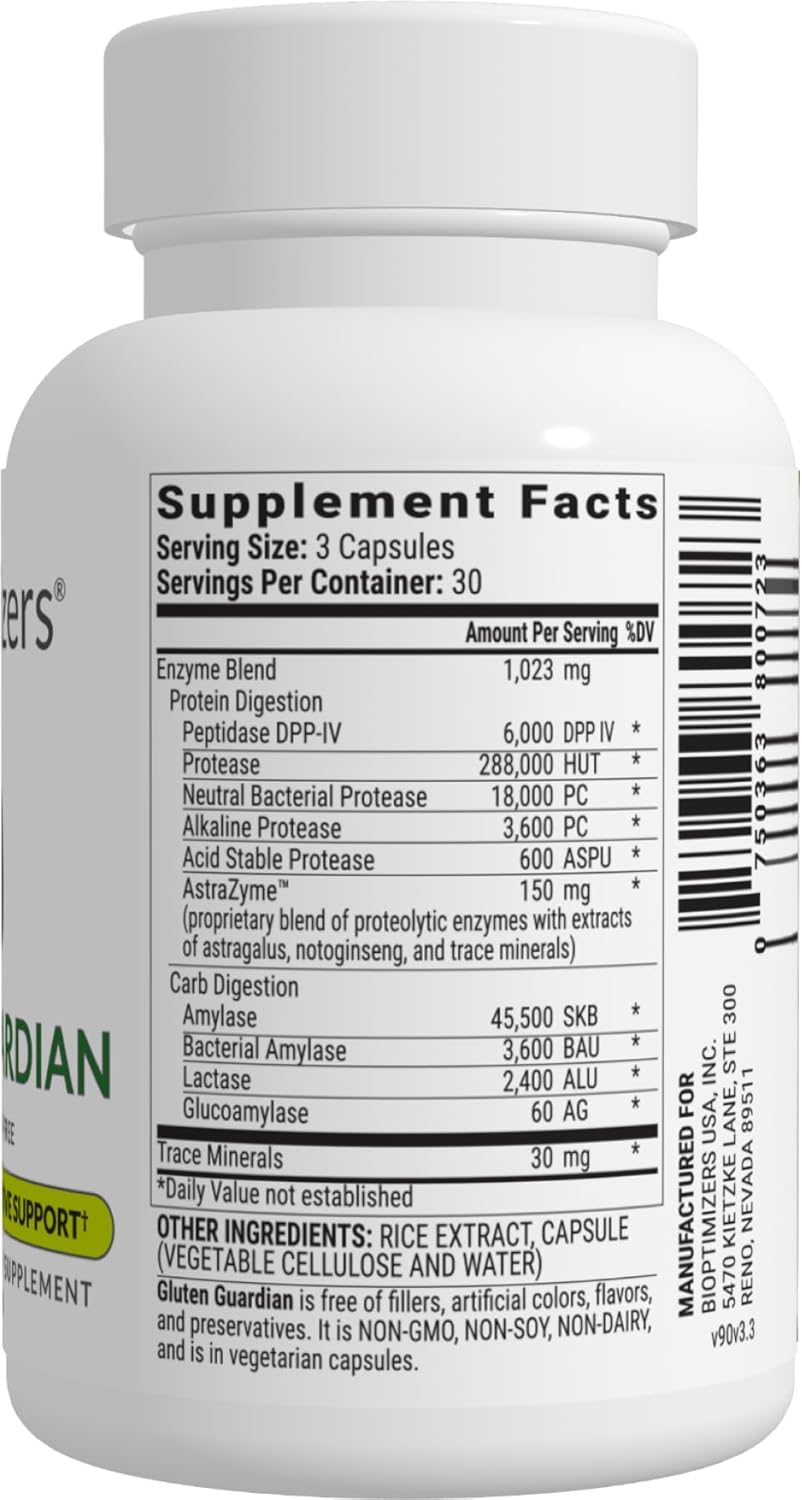 Gluten Guardian 3.0 - Enzyme Supplement with DPP-IV to Support Gluten Digestion – May Help Prevent Bloating, Gas, and Indigestion, 90 Capsules Nirvana Guru