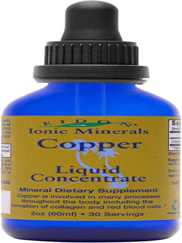 Eidon Ionic Minerals Copper - Copper Supplement, Liquid Concentrate, Mineral Dietary Supplement for Red Blood Cell Support & Healthy Skin - 2 Ounce Bottle Nirvana Guru