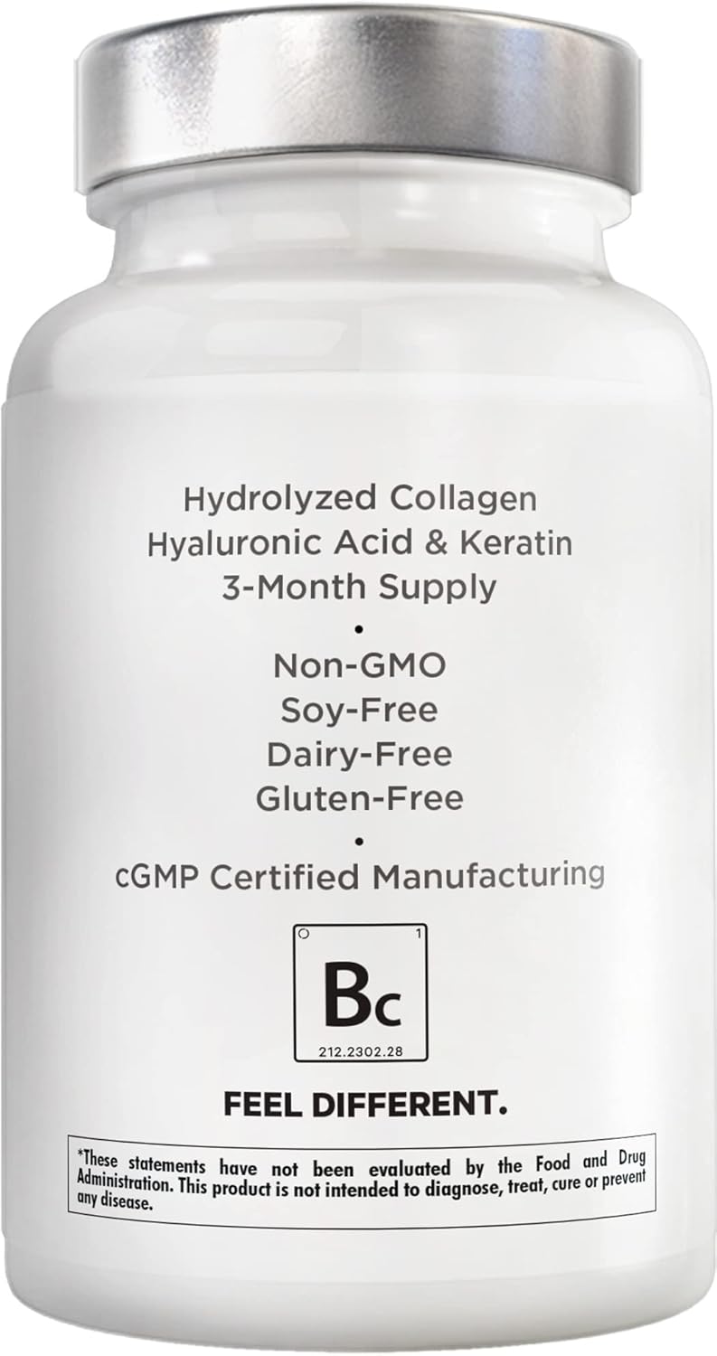 Amen Biotin Collagen Vitamins+ 10,000 mcg Biotin Supplement - Hydrolyzed Collagen, Vitamins C & E, Folate, Hyaluronic Acid, Keratin, MSM, Saw Palmetto - 3-Month Supply - Non-GMO - 90 Capsules Nirvana Guru