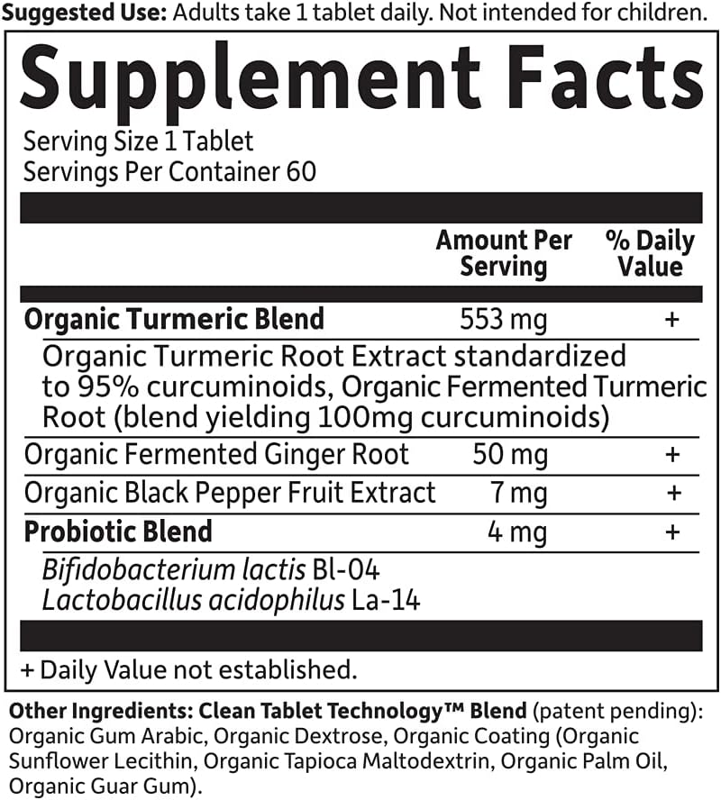 Garden of Life Organics Extra Strength Turmeric Inflammatory Response 60 Tablets-100mg Curcumin (95% Curcuminoids) Black Pepper, Probiotics, Organic Non-GMO Vegan Gluten Free Herbal Supplement - Nirvana Guru