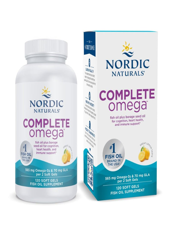 Nordic Naturals Complete Omega, Lemon Flavor - 180 Soft Gels - 565 mg Omega-3 - EPA & DHA with Added GLA - Healthy Skin, Cognition, & Positive Mood - Non-GMO - 90 Servings - Nirvana Guru