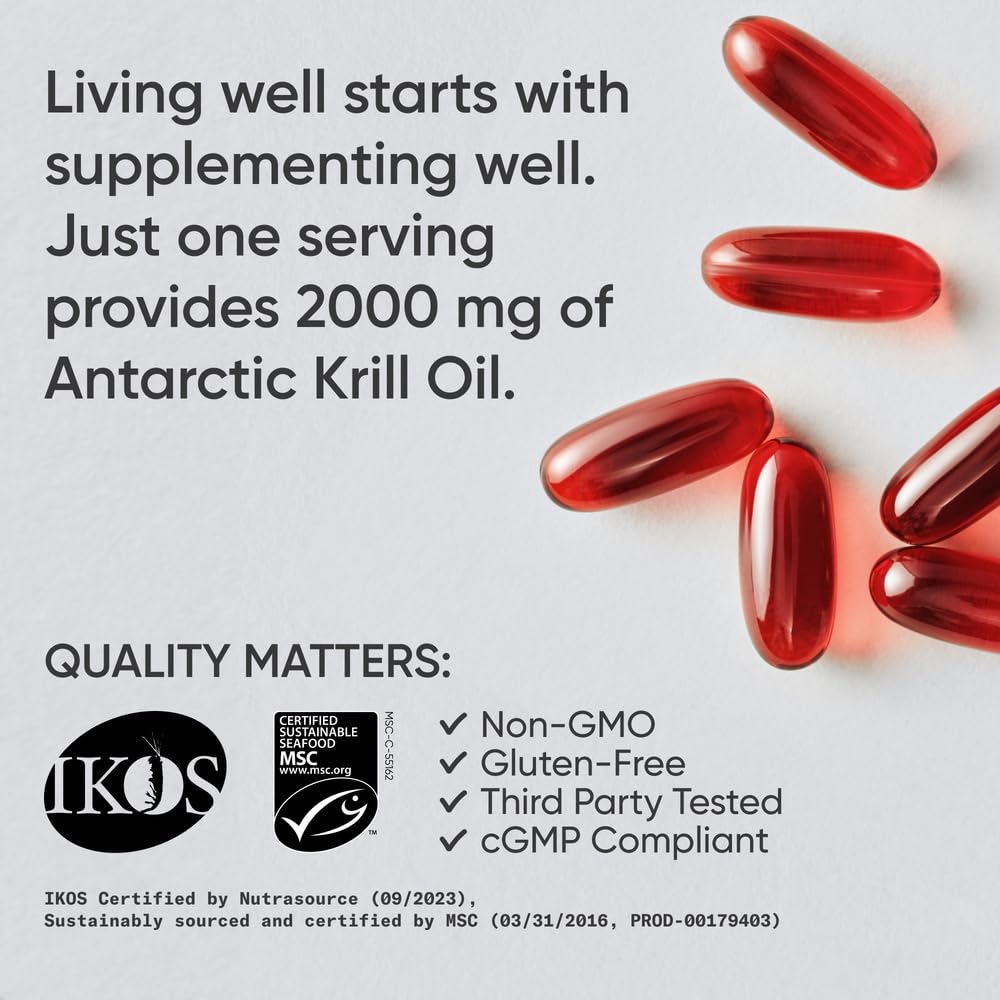 Sports Research® Omega-3 Krill Oil 500mg - Pure Antarctic Superba Krill with Phospholipids, Choline & Astaxanthin - MSC Certified Sustainable, Non-GMO & Gluten Free - 120 Mini-Gels - Nirvana Guru
