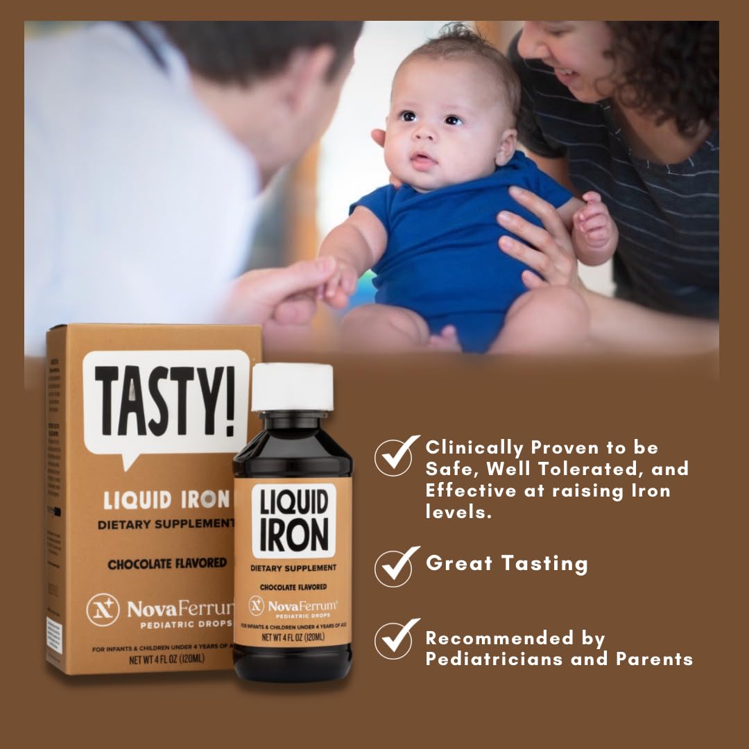 NovaFerrum Yummy | Pediatric Drops Liquid Iron Supplement for Infants and Toddlers | Liquid Iron for Kids | 15mg of Iron Per 1mL Dose | Ages 4 & Under | Gluten Free Certified | Sugar-Free | Raspberry Nirvana Guru