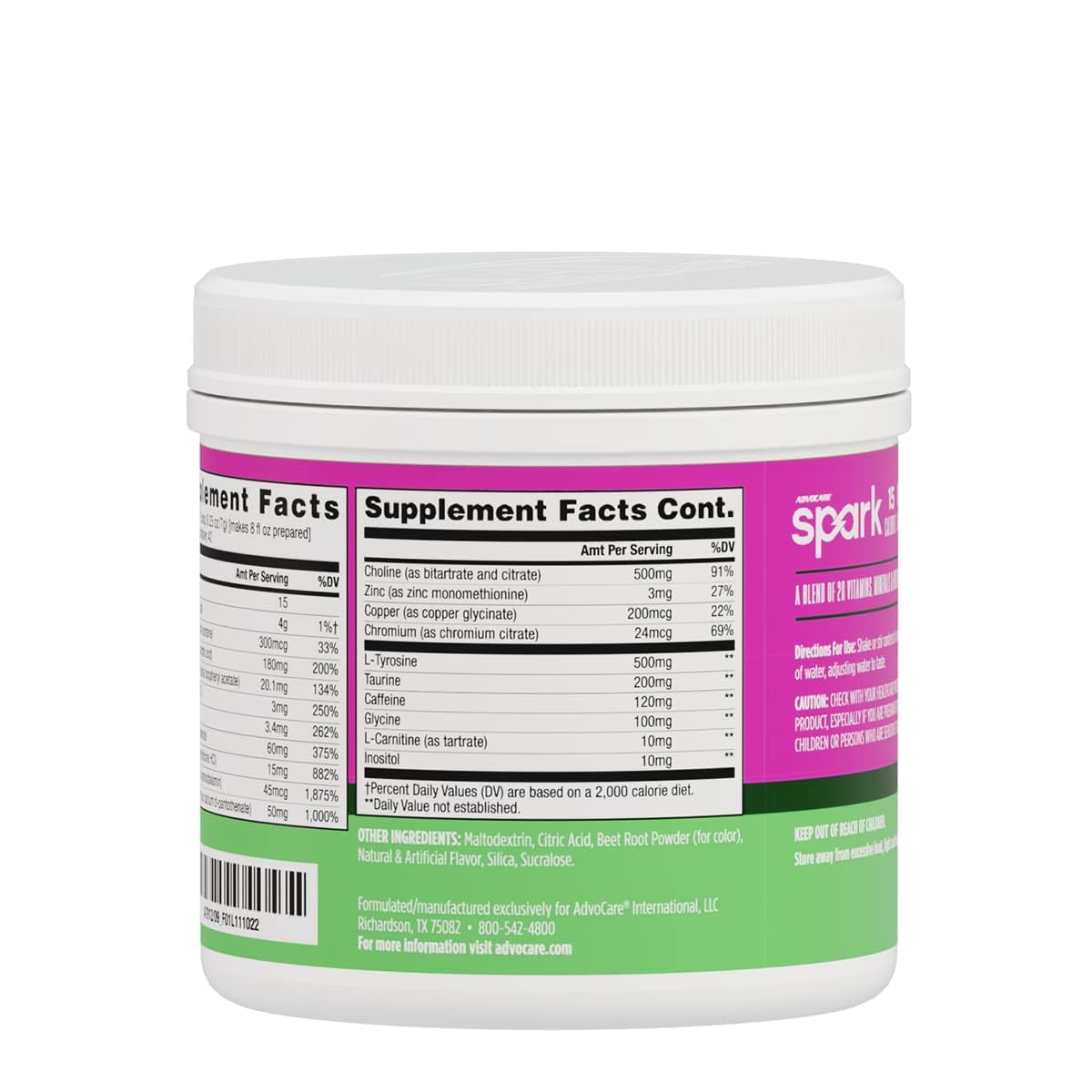 AdvoCare Spark Vitamin & Amino Acid Supplement - Focus & Energy Drink Powder Mix with Vitamin A, B-6, C & E - Also Includes L-Carnitine & L-Tyrosine - Fruit Punch - 10.5 oz Nirvana Guru