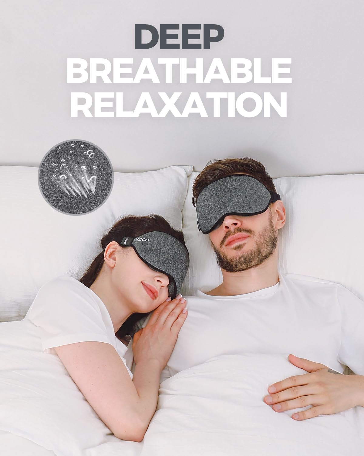 MZOO Sleep Eye Mask for Side Sleeper Men Women, Zero Eye Pressure 3D Sleeping Mask, Light Blocking Patented Design Night Blindfold, Soft Eye Shade Cover for Travel, Black